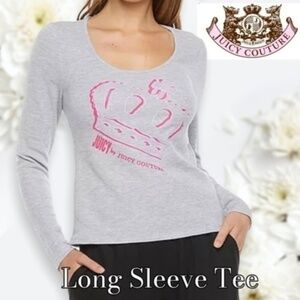 JUICY COUTURE Scoop Neck Long Sleeve Waffle Knit Logo T-Shirt/LG NWT